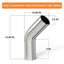 GASHER 1PCS Aluminum 45 Degree Elbow Aluminum Alloy Tube 2.5"OD, Leg Length 4" (100mm), Intercooler Pipe For Intake And Cooling Systems