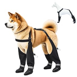 Adjustable Large Dog Boots with Suspenders Stretchy,Waterproof Pooch Suspender Boots,Dog Paw Protector for Outdoor Adventures/Night-Walk Safety, Winter Snow Walking/Summer Hot Pavement