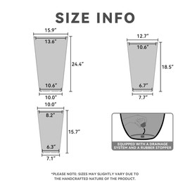 Kante 24.4, 18.5, 15.7 Inch Tall Tapered Concrete Planter (Set of 3), Modern Style Large Plant Pot with Drainage Hole and Rubber Plug for Patio, Backyard, Porch, Weathered Concrete