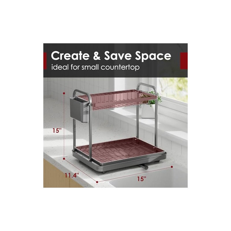 Sakugi 2-Tier Dish Drying Rack - Stainless Steel Dish Rack