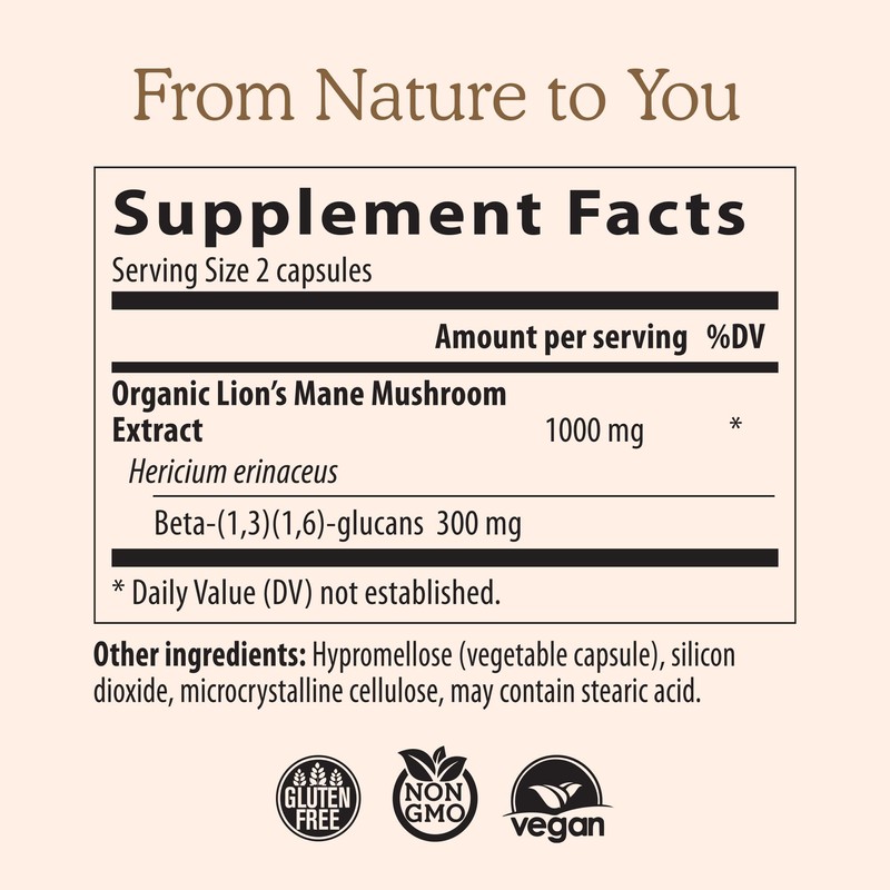 Lions Mane Mushroom Cognition (120 Capsules) Lions Mane Mushroom Powder