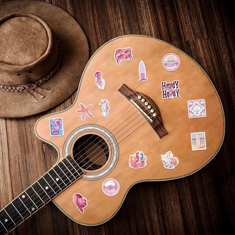 100 Pcs Coastal Cowgirl Stickers， Aesthetic Beach Ocean Decals(Coast)