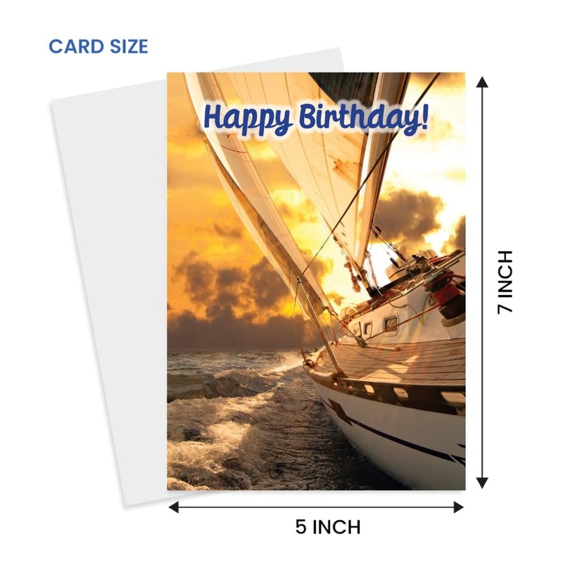 Happy Birthday Sailboat Greeting Card – with sailboat & sunset