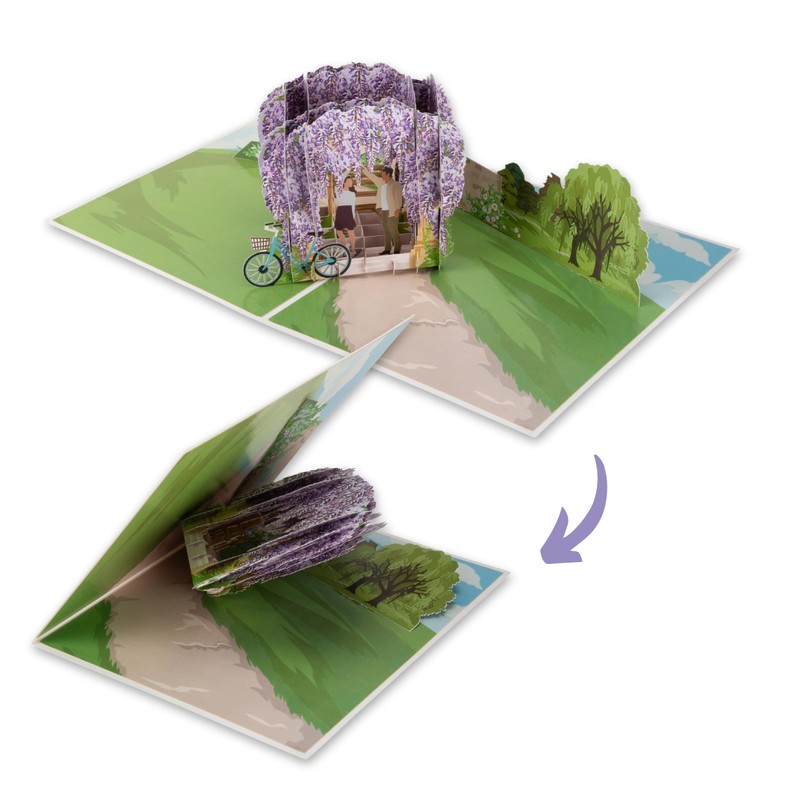 Cardology - Wisteria Pop-Up Greeting Card | 3D Wisteria Garden