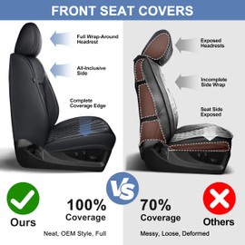 AOMSAZTO Seat Covers Fit for Ford F150 2009-2024 2025 2026 - F250/F350/F450 2017-2024 2025 2026 Front Pair Faux Leather Waterproof Truck Car Seat Covers (2PCS Front, Black)