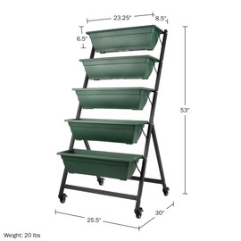 Pure Garden Raised Garden Beds - 5 Tier Vertical Garden Planter - Planters for Outdoor Plants - Gardening and Greenhouse Accessories (Green)