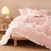 Jolusere Ruffle Comforter Set Queen Pink 3 Pieces Shabby Chic