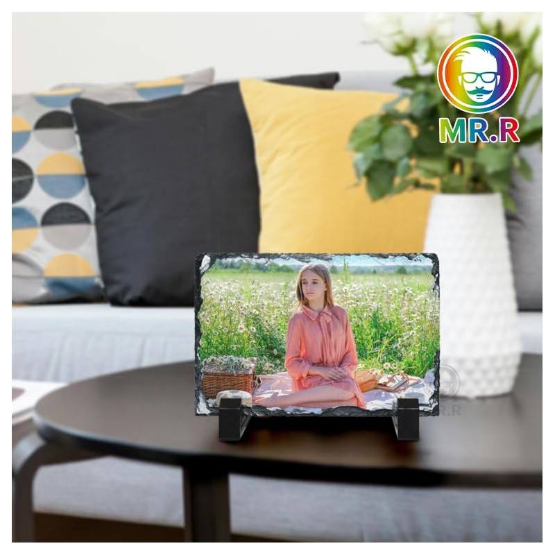 MR.R Sublimation Blanks Rectangular Rock Slate Photo Plaque Picture Frame,