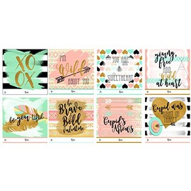 Silly Goose Gifts Boho Tribal Themed Valentine's Day Cards (24 Included) for Classroom Exchange Aztec