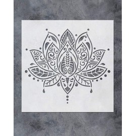 GSS Designs Lotus Flower Mandala Wall Stencil Template (12x12 Inch) - Painting Stencils for Wood Wall Furniture Floor Tiles Fabric(SL-062)