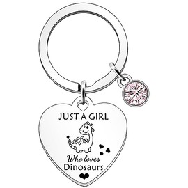SDOFY Dinosaur Gifts for Girls Dinosaur Gifts Dinosaur Keyring Keychain Dinosaur Lovers Gift Just A Girl Who Loves Dinosaurs