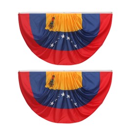 Venezuela Venezuelan Pleated Fan Flag Bunting 3 x 6 Ft Venezuela Pleated 2 Pcs Fan Flag Banner Indoor/Outdoor/Front Porch Decorations