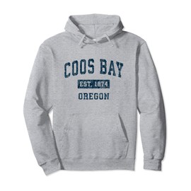 Coos Bay Oregon OR Vintage Sports Design Navy Print Pullover Hoodie