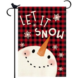 Let It Snow Christmas Welcome Snowman Garden Flag 12x18 Inch Double Sided Xmas Winter Holiday Yard Outdoor Yard Lawn Flag Decoration -C 12x18 inch