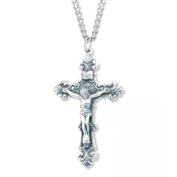 925 Sterling Silver Men's Filigree Crucifix Cross Christian Pendant Necklace