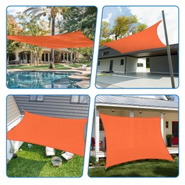 TANG Sunshade Sail 18' x 18' Orange Rectangle Shade Canopy Cover Patio UV Block Square Sun Shade Cloth for Backyard Pergola Porch Deck Garden Outdoor Activities
