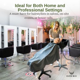 ELITE BAY Hairdressing Sink – Professional Salon Shampoo Basin with Deep Plastic Bowl Stainless Steel Stand | Height Adjustable (92–130cm) | Black | Ideal for Salons, Barbershops & Home Studios