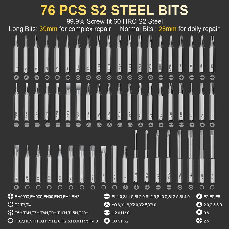 Electric Screwdriver Set,76 IN 1 Mini Electric Screwdriver Cordless Set