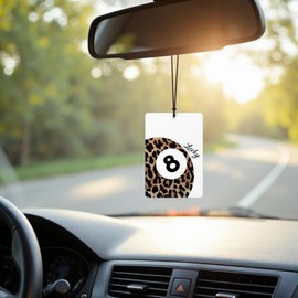DEQSX Trendy Leopard Print Car Air Freshener 4 Pcs, Star Cheetah Print Bow Lucky 8 Ball Ace Card Hanging Air Freshener for Closet Drawer Books, Girly Car Accessories Mirror Decor for Women