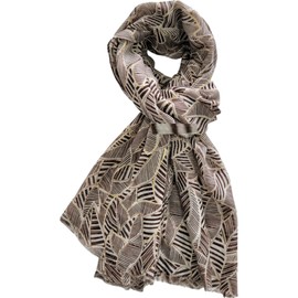 GFM® Floral Leaves Print Scarf-Spring Summer - All Seasons Scarf (PSCF-FP2) (Lvs-092-Brown)