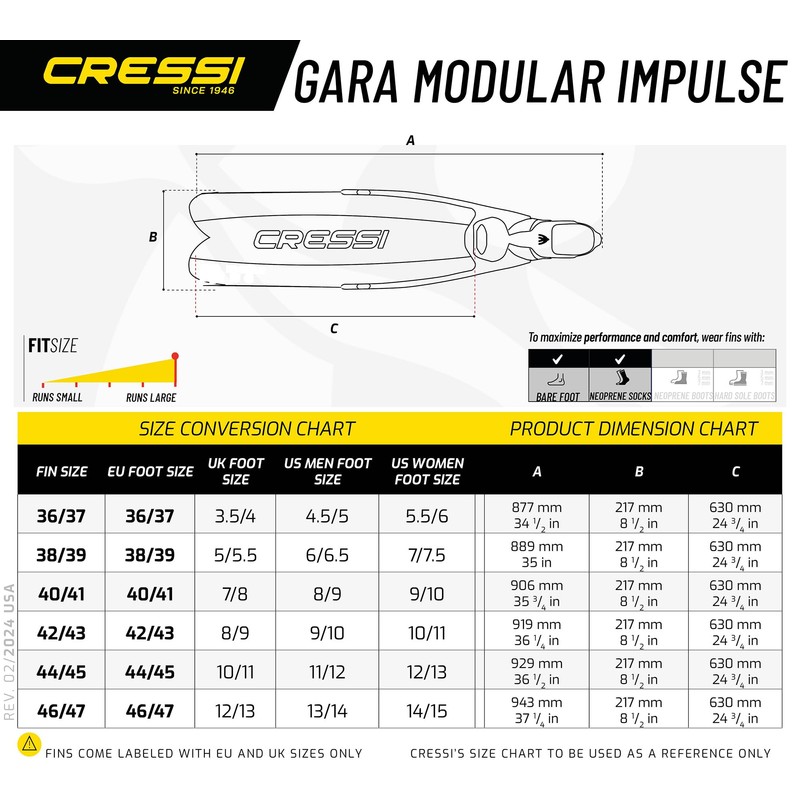Cressi Gara Modular Impulse Turbo, White, 38/39