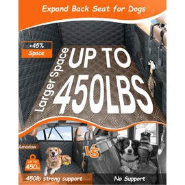 AMADAW Back Seat Extender for Dogs, Hard Bottom Holds 450lbs, Safer Dog Car Seat Cover for Back Seat, Waterproof and Non-Slip with No Smell Material, Dog Hammock for Car, SUV, Truck