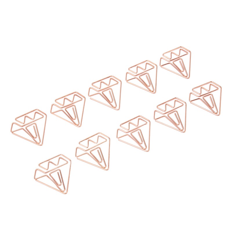 100pcs Rose Gold Paper Clips Cute Diamond Shaped Multifunctional Metal