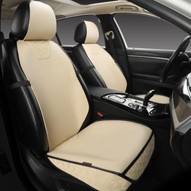 Auto Newer Breathable Leather PU Car Seat Covers for Front Seats, Universal Car Seat Protectors with Storage Pocket,Luxury Car Seat Cushion,Suitable for All Seasons,Fit for 95% Vehicle(Beige，2PCS