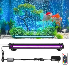 Submersible Fish Tank Aquarium Light: Bright Aquarium Bubbler Lighting Full Spectrum - Adjustable Brightness Colors Change Underwater Led Strips with Remote and Suction Cups for Aquarium Fish Tank