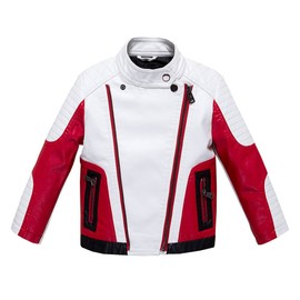 BUDERMMY Boys Leather Motorcycle Pilot Jackets Toddler Coats White Size 3T