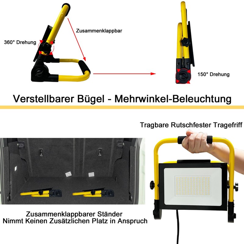 MOLVCE LED Construction Spotlight, Work Light, 50 W, 3000 K,