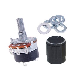 Molence 5PCS WH138 5K ohm Rotary Potentiometer with Switch, Single Turn Adjustable Resistance Speed Regulator with Alloy Knob