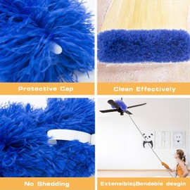 LOMIDA Microfiber Duster, Feather Duster Cleaning Kit with Telescoping Extension Pole 30-81 Inch, Reusable Bendable Dusters, Washable Lightweight Dusters for Cleaning Cobwebs Ceilings Fans
