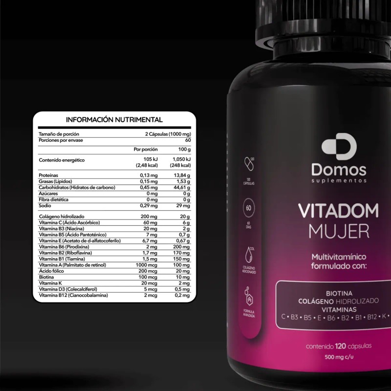 Kit Mujer Domos / Vitadom + Colágeno + Resveratrol 120