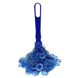 MR CHIPS Made in USA Bingo Magnetic Wand & ¾ Inch Blue Plastic Chips with Metal Rings - 100 Upgraded Pieces Bingo Chips Magnetic, Support American Jobs
