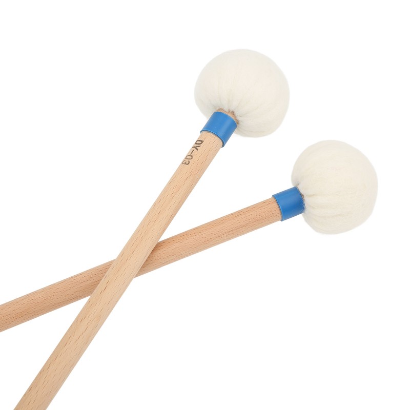 2Pcs Drum Mallet Felt Head Wooden Handle Non Slip Instrument