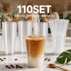 110 Set 16oz Disposable Smoothie Cups with Lids and Straws