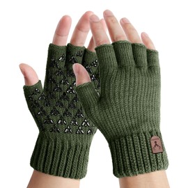 Mens Fingerless Gloves - Anti-Slip Thermal Knited Winter Gloves Soft Lining Half Finger Gloves for Outdoor Driving Cycling