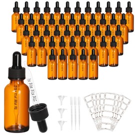AuroTrends Amber Dropper Bottle 1 oz 48Pack, Glass Tincture Bottles with Dropper - Amber Glass Dropper Bottle 1 oz with Funnel/Stickers/Plastic Graduated Pipette (1fl.oz, Set of 48)