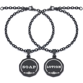 HvOvMvE Soap/Dish Soap, Lotion/Hand Soap Tags - Double-Sided Labels for Kitchen/Bathroom Dispensers- Laser Engraved Three-Dimensional Font, Mason Jar Decoration, 2 pcs Set (Black)