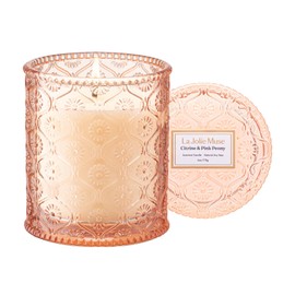 LA JOLIE MUSE Citrus Scented Candle, Citrine & Pink Peony Candles for Women, Luxury Candles Gifts, Mothers Day Candle for Home Scented, Natural Soy Wax Candle, 6 oz 40 Hours Burn
