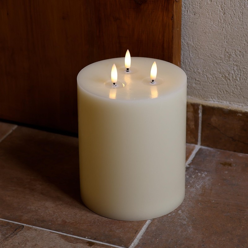 SEHNSY 3 Wick Extra Large Flameless Candles, 6"x8" Flat Battery