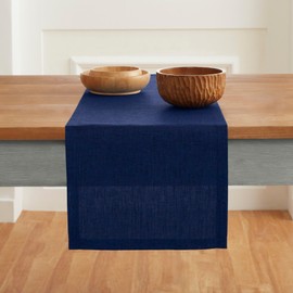 Solino Home Linen Table Runner 120 Inches Long – 100% Pure Linen Royal Blue Table Runner 14 x 120 Inch – Machine Washable Christmas Table Runner – Athena