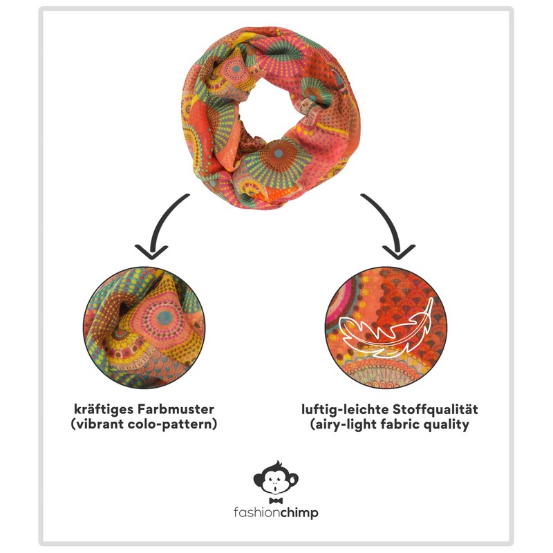 fashionchimp Women Loop Circle Pattern Psychedelic Print Tube Scarf Summer