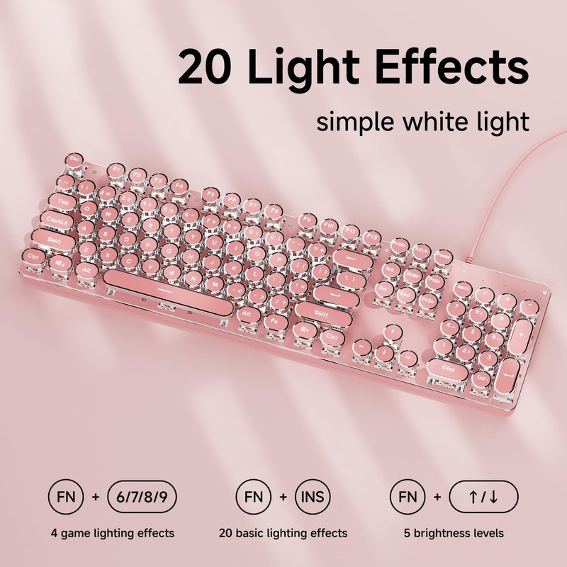SEUNKWANG EWEADN TK100 Typewriter Keyboard Wired Mechanical Keyboard, 104 Keys