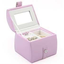 JTC LTD Pink Jewelry Box with Handle – 2-Layer Lightweight Storage Case for Women & Girls – Ideal for Rings, Earrings, and Bracelets