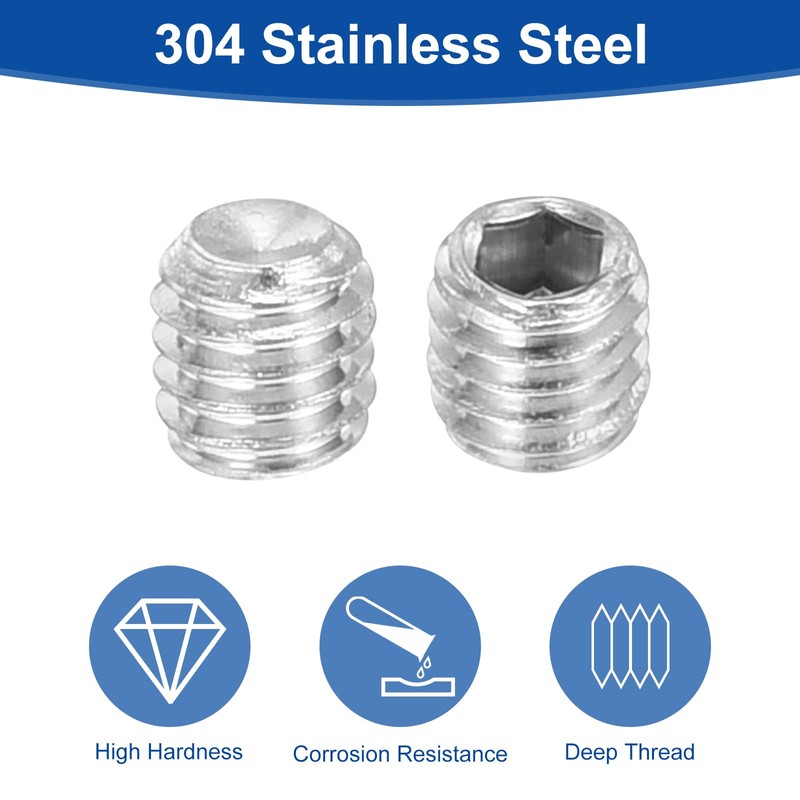 sourcing map Socket Set Screws, 100Pcs M3x3mm Metric - 304