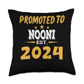 Promoted To NOONI Est.2024 Pregnancy Announcement New Baby Throw Pillow, 18x18, Multicolor