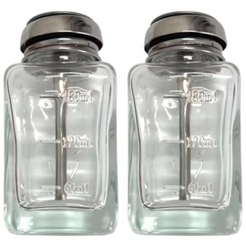 Clear Pump Dispenser Bottle (2 Pcs), 6 oz 180 ml Glass Dispenser Bottles, Graduated Measurement Markings, Square Storage Container for Liquid Soap Lotion Essential Oils