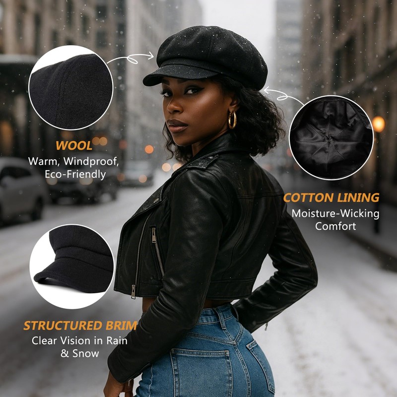 Comhats Winter Newsboy Hat for Women Wool Beret Caps Fashion